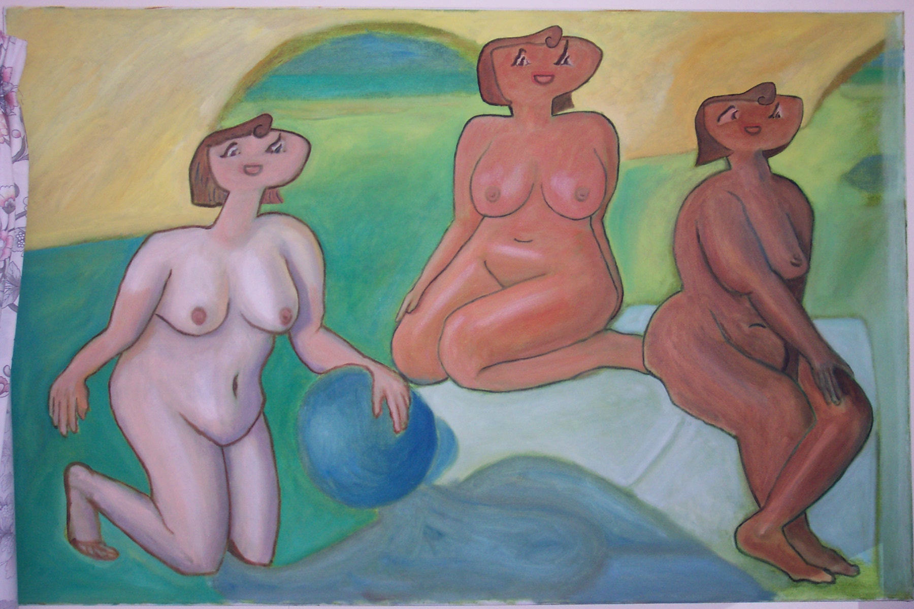 3 Nudes with Ball